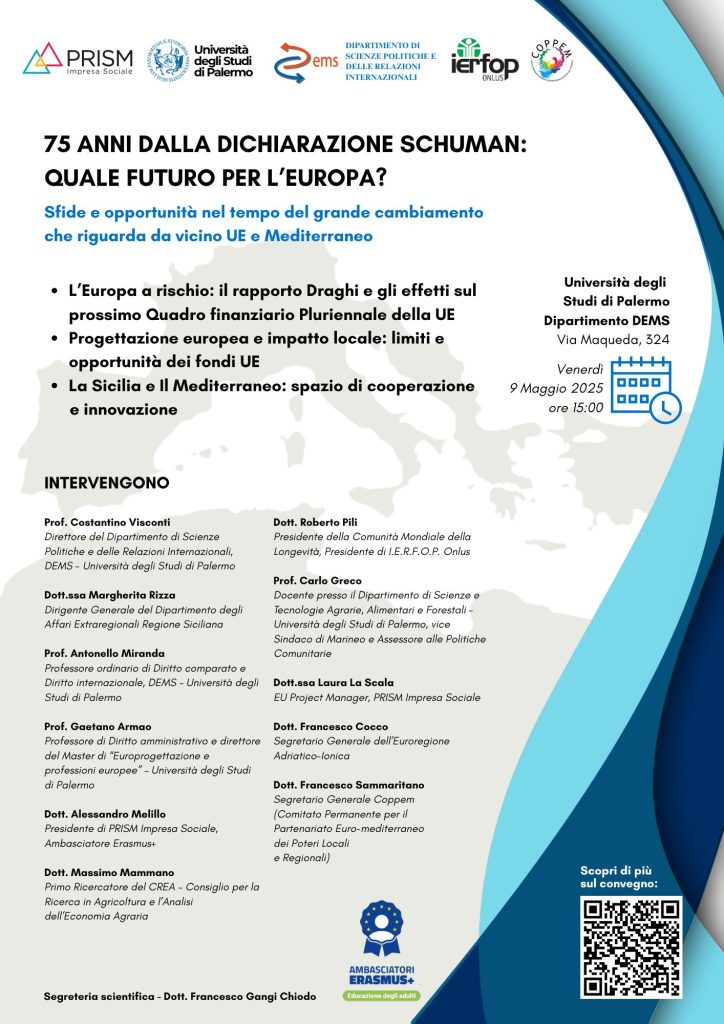 75 anni dalla Dichiarazione Schuman: quale futuro per l’Europa? A Palermo uno spazio di riflessione e dialogo sul futuro dell’Unione Europea