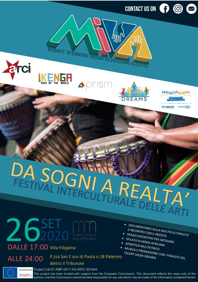 MIVA From Dreams to reality Intercultural Arts Festival 26 September 2020 at Villa Filippina, Palermo