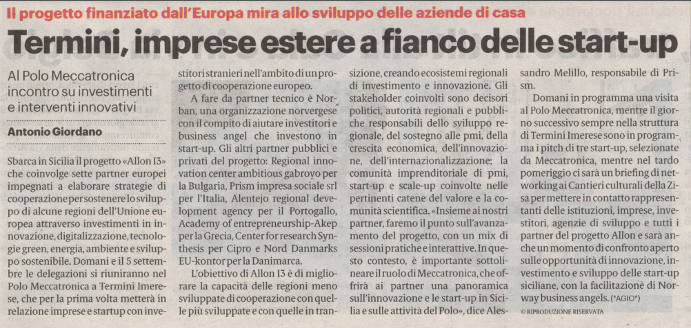 Il Giornale di Sicilia ci dedica un'articolo per parlare di un'importante novità per il futuro delle imprese siciliane!