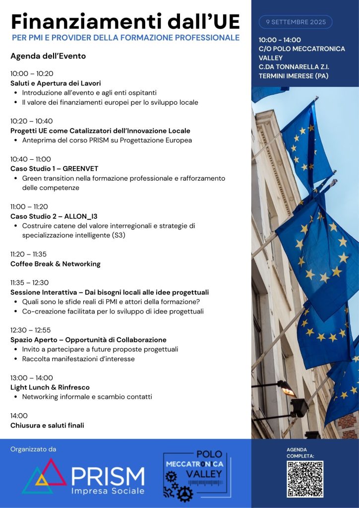 Finanziamenti dall’UE per PMI e Provider della Formazione Professionale: a Termini Imerese una giornata dedicata a opportunità, innovazione e collaborazione