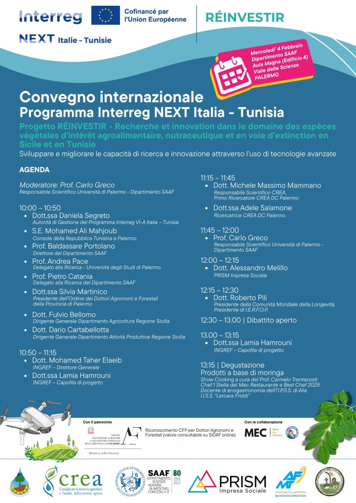 REINVESTIR: a Palermo il convegno internazionale di lancio del progetto finanziato dal Programma Interreg NEXT Italia–Tunisia