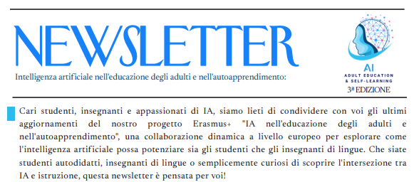 AI nell’educazione degli adulti e nell’autoapprendimento: verso la fase finale del progetto - Newsletter #3